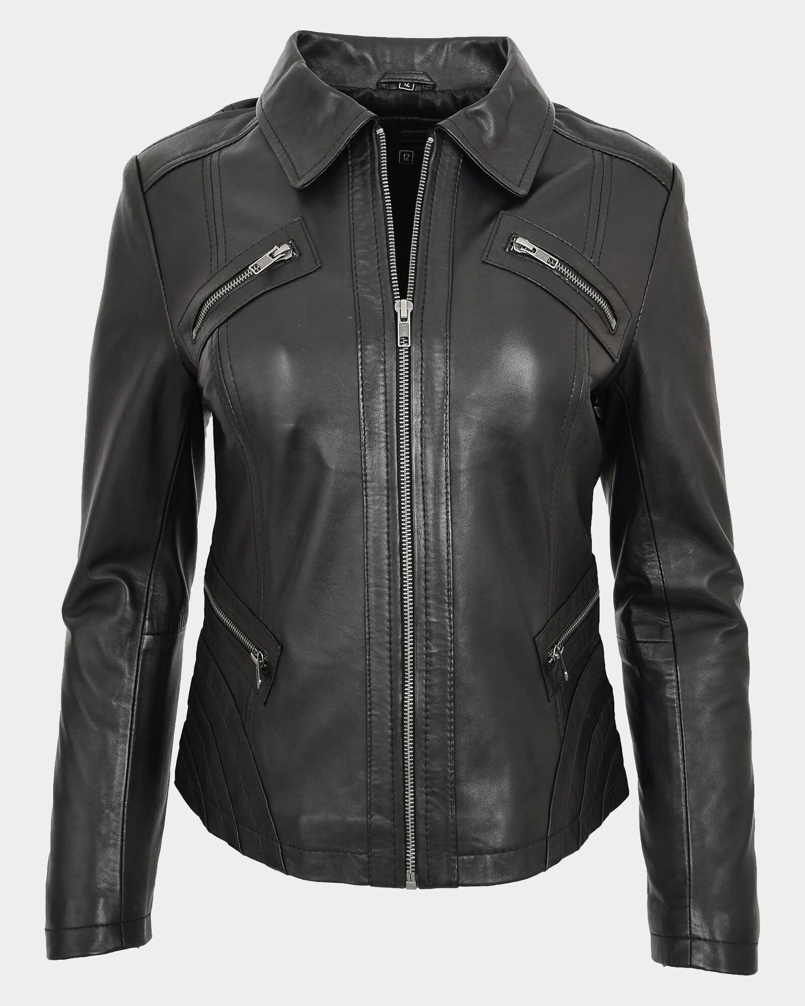Womens Classic Leather Biker Zip Box Jacket Nova Black (7) womens-classic-leather-biker-zip-box-jacket-nova-black